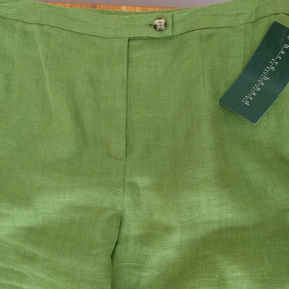 #5 COPY PN VINTAGE 80-90s NWT LINEN Deep Lime Green Pants